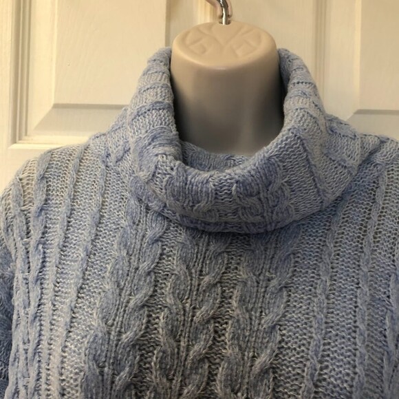 Vintage Richard and Company Women's Light Blue Cable Knit Turtle Neck Sweater XS - Picture 4 of 7